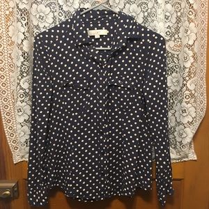 Loft button down polka dot top sz M